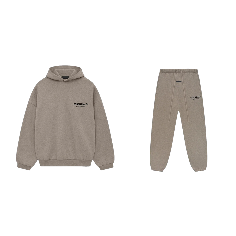 Fear of God Essentials Fleece Hoodie S24 Heather Gray + S24 Sweatpants Heather Grey SET