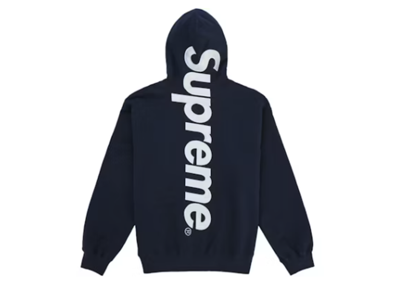 Supreme Satin Applique Hooded Sweatshirt (SS26) Washed Navy-Supreme-pikastore.cz