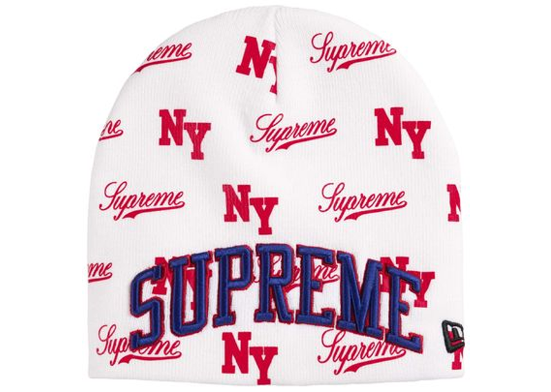 Supreme New Era Monogram Beanie White
