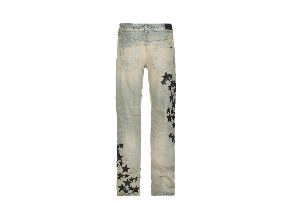 AMIRI Leather Star Straight Jeans Clay Indigo-Amiri-pikastore.cz