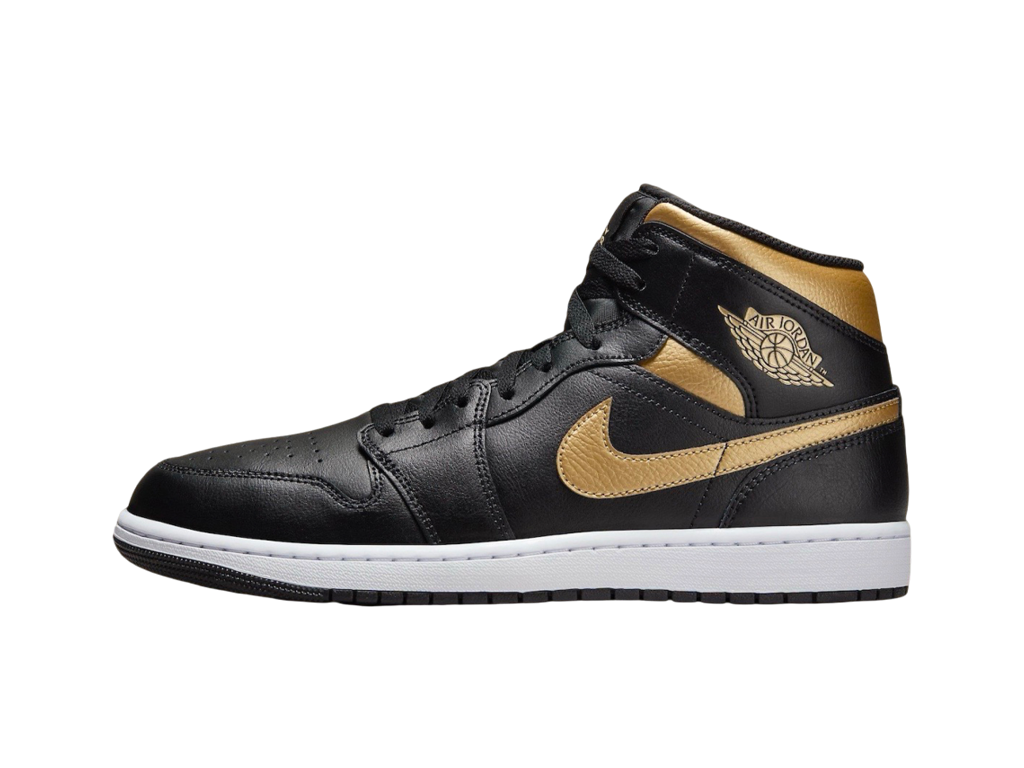 Nike Air Jordan 1 Mid Black Metallic Gold-Air Jordan-pikastore.cz