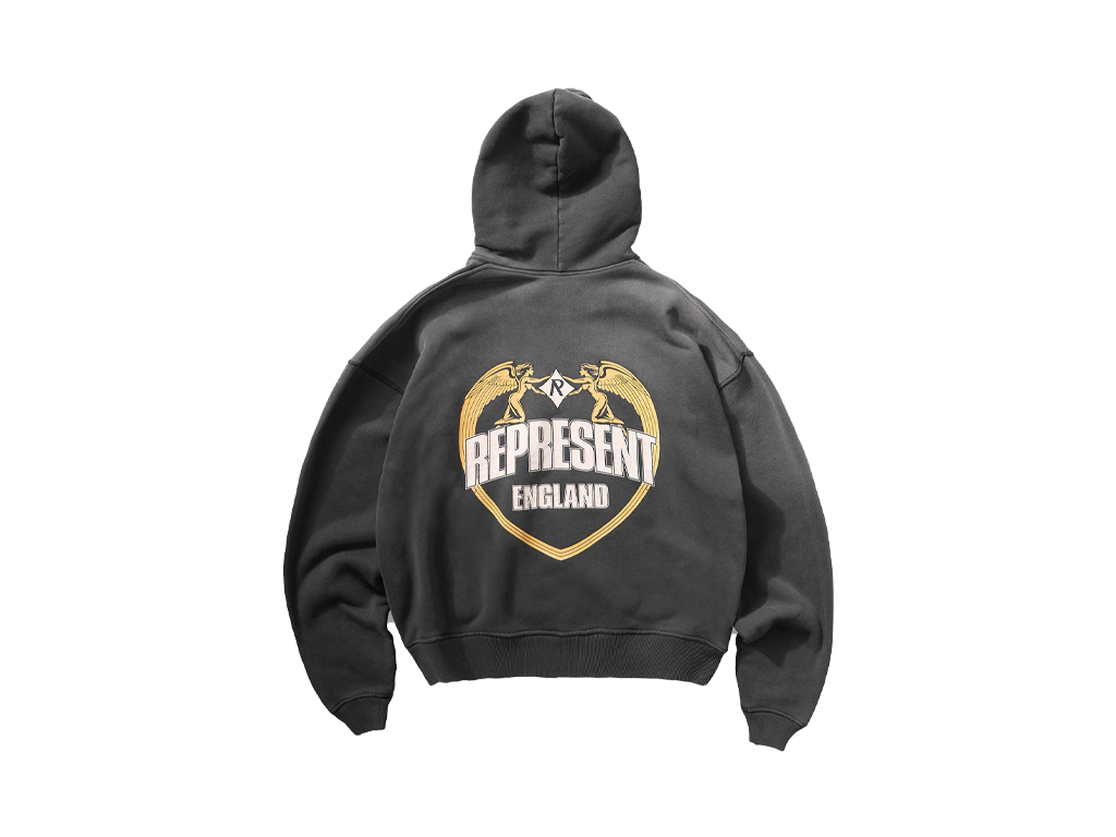 Represent Angel Border Hoodie Stained Black-Represent-pikastore.cz