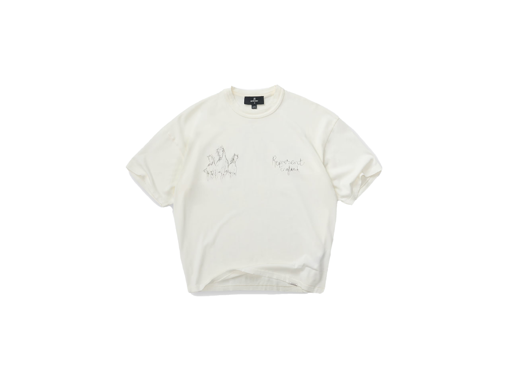 Represent Hand Drawn Horses T-Shirt Flat White-Represent-pikastore.cz