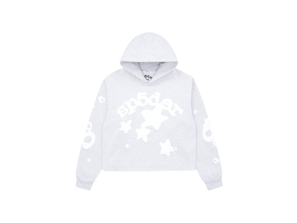Sp5der Cropped Beluga Hoodie Heather Grey