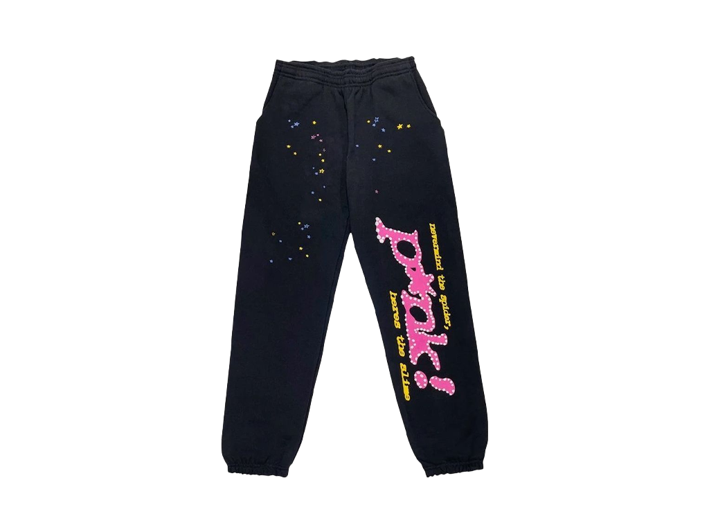 Sp5der P*nk Sweatpants Black-Sp5der-pikastore.cz