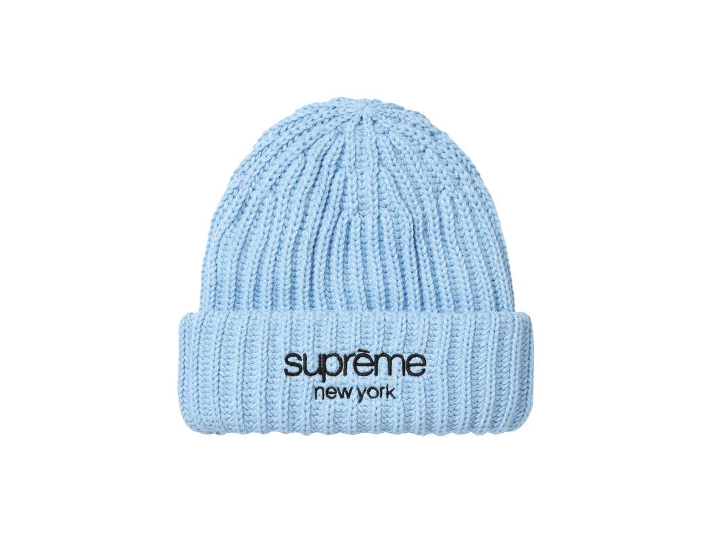 Supreme Classic Logo Chunky Ribbed Beanie (FW26) Light Blue-Supreme-pikastore.cz