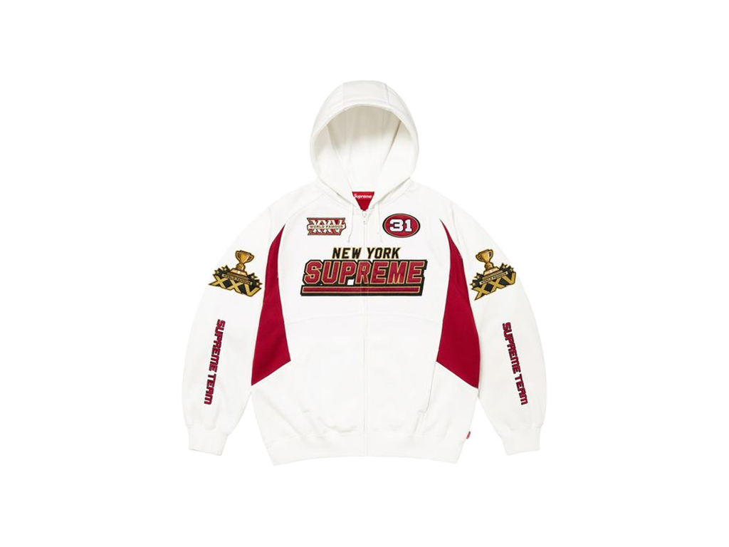 Supreme Football Zip Up Hooded Sweatshirt (FW25) White