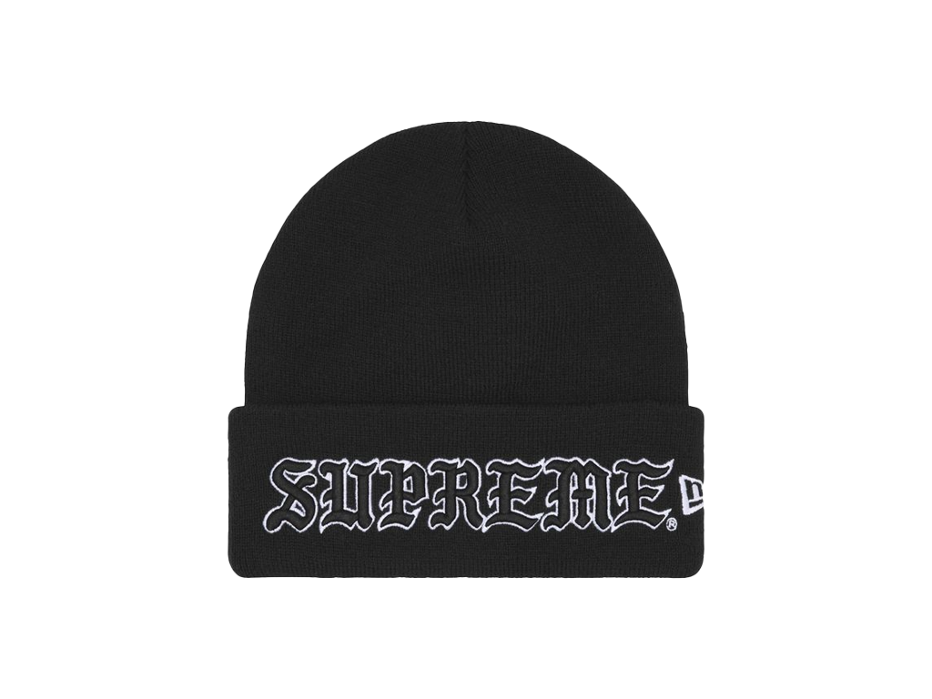 Supreme New Era Old English Beanie Black-Supreme-pikastore.cz