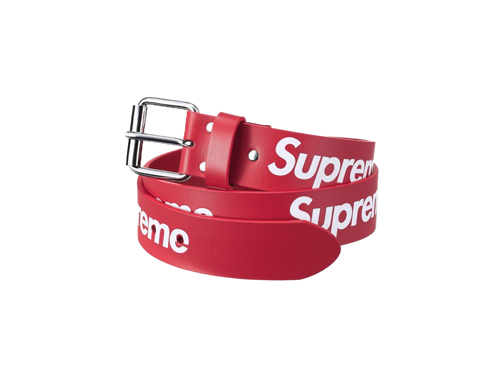 Supreme Repeat Leather Belt (FW25) Red-Supreme-pikastore.cz