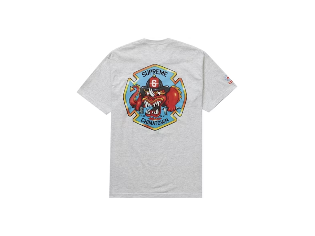 Supreme FDNY Engine 9 Tee Ash Grey-Supreme-pikastore.cz