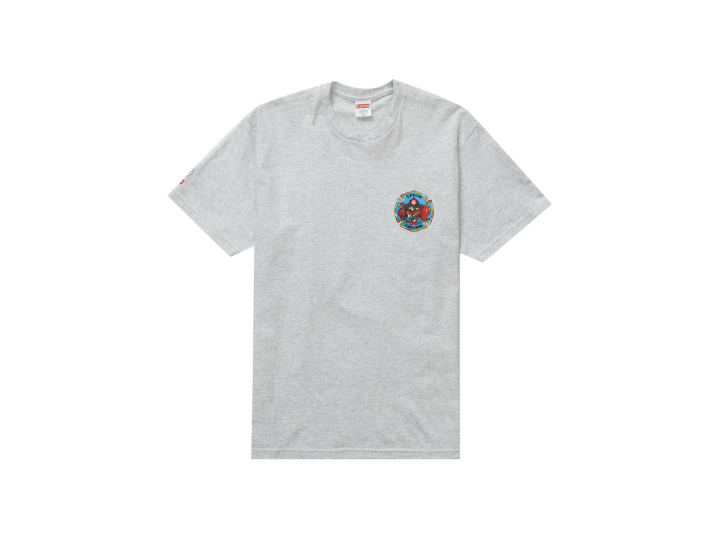 Supreme FDNY Engine 9 Tee Ash Grey-Supreme-pikastore.cz