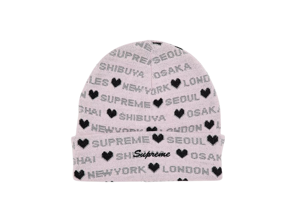 Supreme Hearts Beanie Pink-Supreme-pikastore.cz
