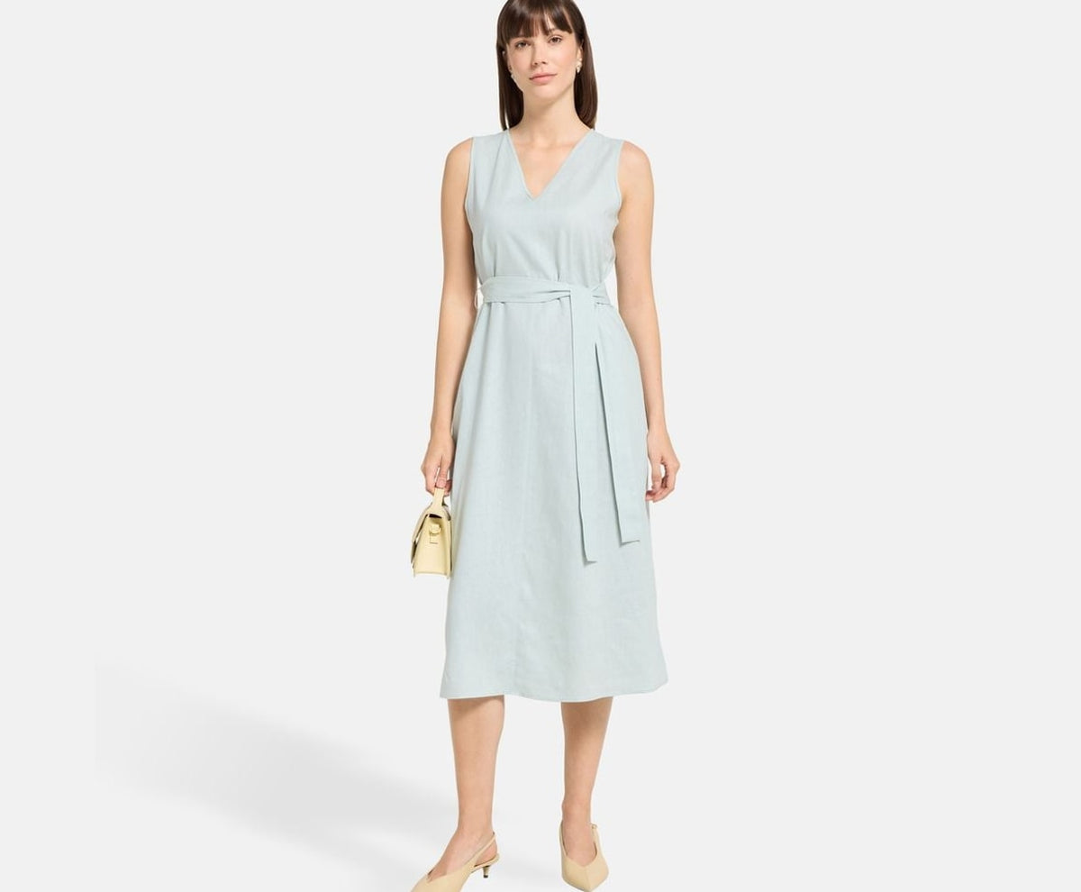 Calvin Klein Linen-blend dress Light Blue – tøj – foto 5 af 5