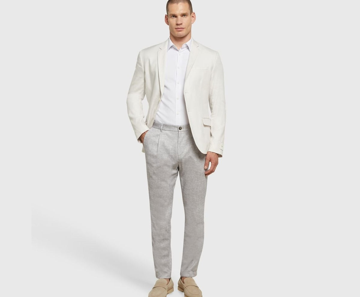 Calvin Klein Linen-blend suit jacket Ecru – яке – снимка 5 от 6