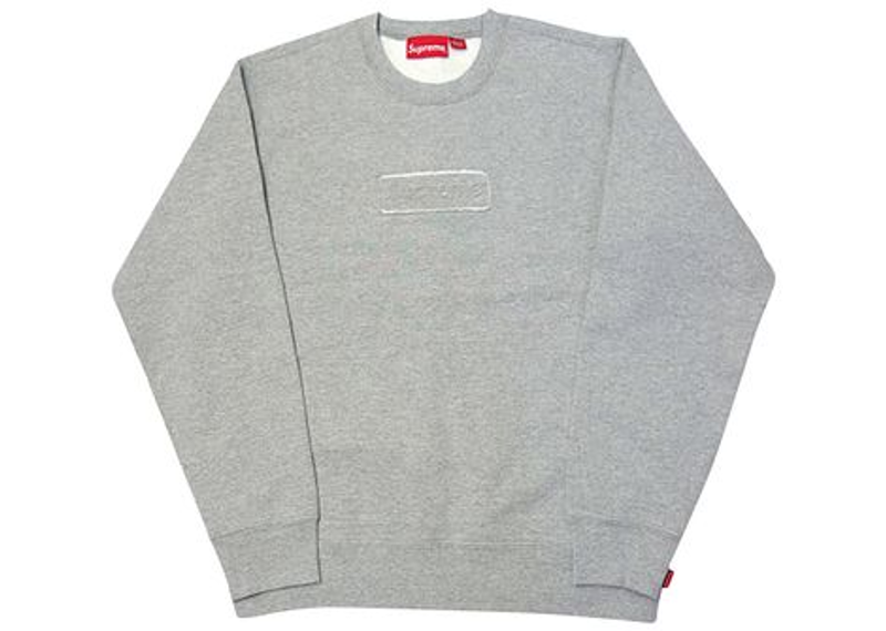 Supreme Cutout Logo Crewneck Heather Grey