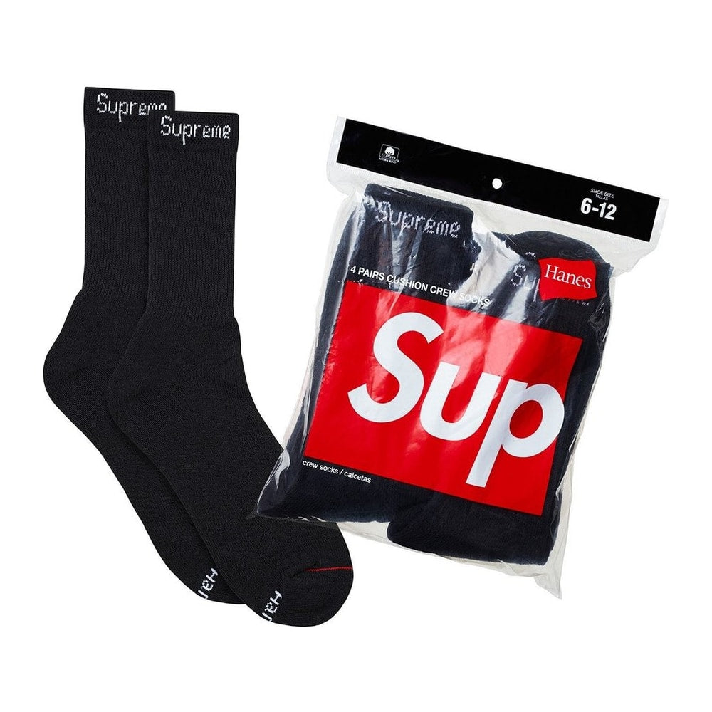 Supreme Hanes Crew Socks (4 Pack) Black – ponožky