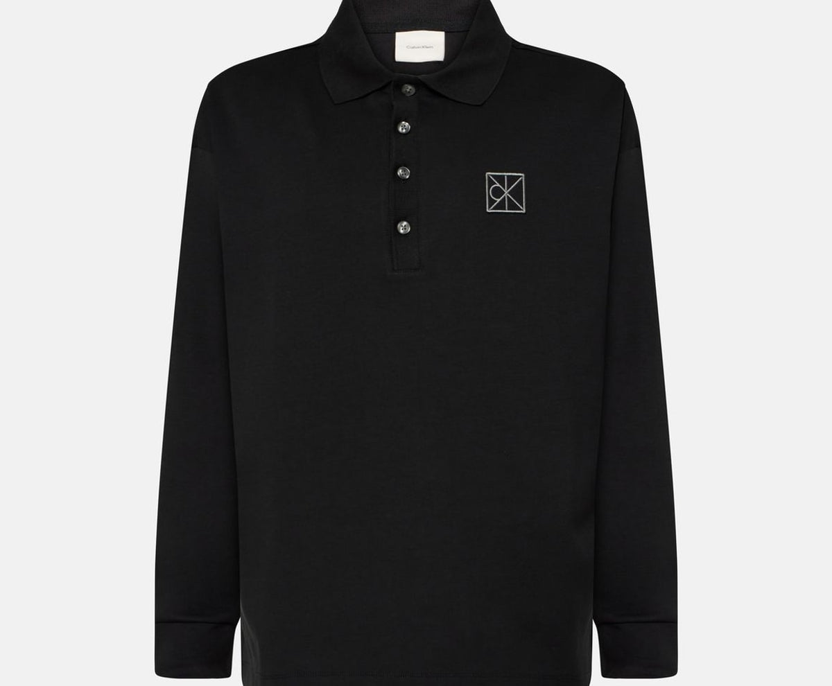 Calvin Klein Long-sleeved polo shirt Double Face Black – облекло, черен