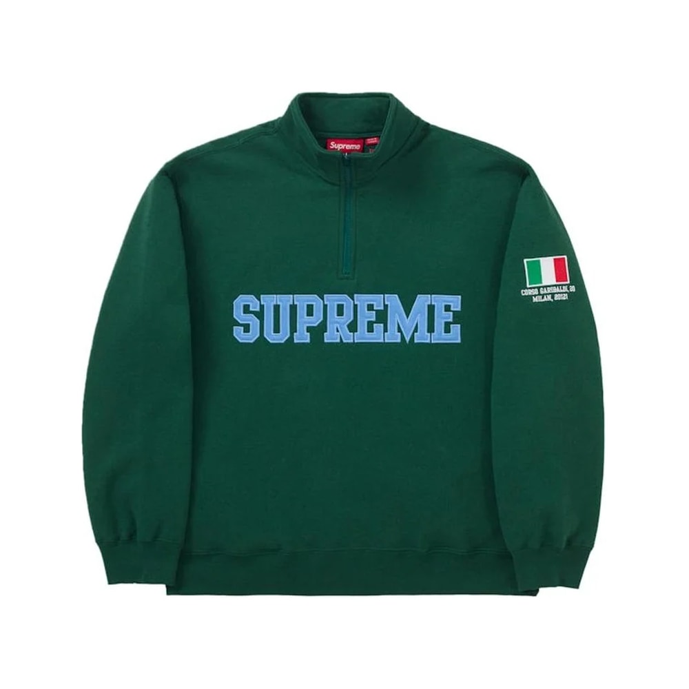 Supreme Flag Half Zip Pullover Green – oblečení