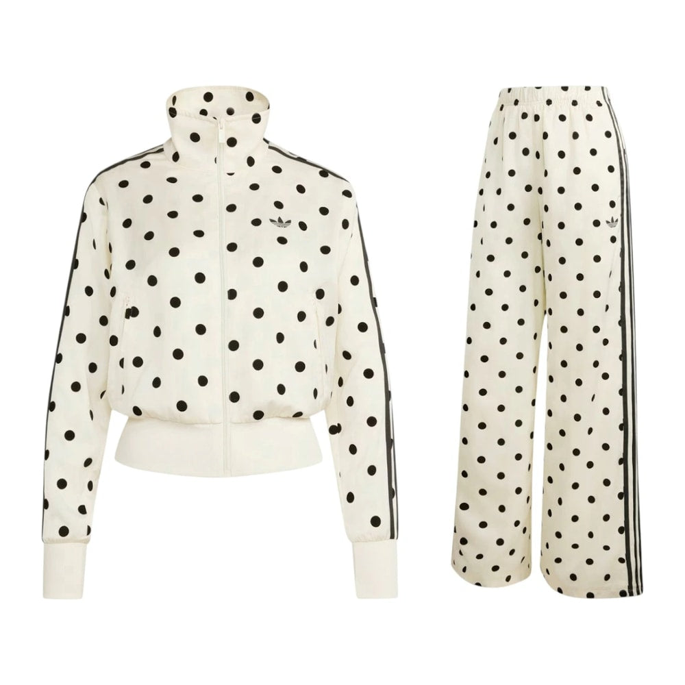 adidas Women's Satin Polka Dots TT Jacket/Pant Set Off White