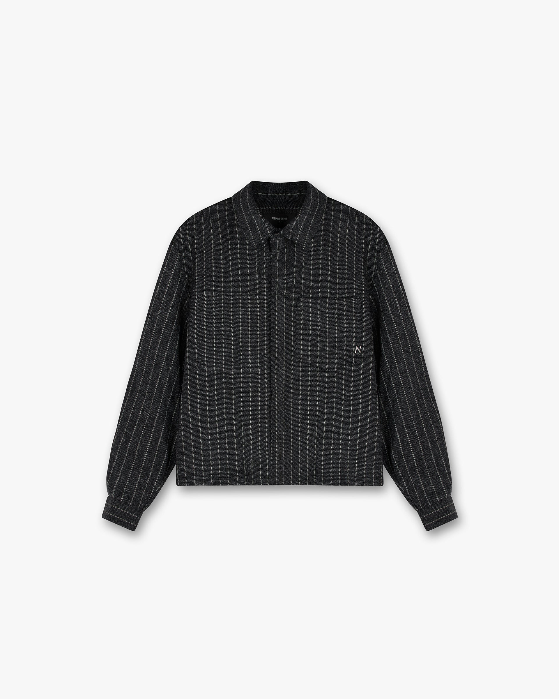 Represent Cropped Dress Shirt Black Pinstripe