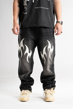 Custom Leather Tribal Flared Jeans