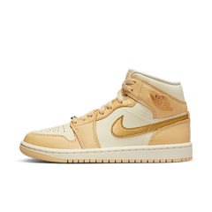 Nike Wmns Air Jordan 1 Mid Pale Vanilla Gold 