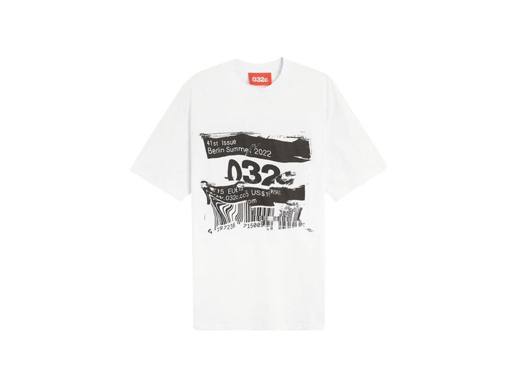 032C Barcode Glitch Tee White