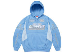 Supreme Football Zip Up Hooded Sweatshirt Light Blue