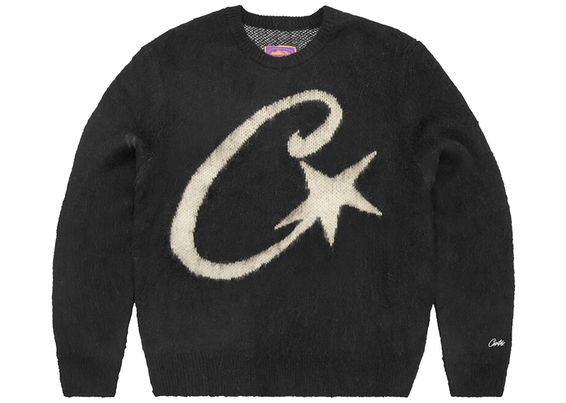 Corteiz C Star Mohair Knit Sweater Black