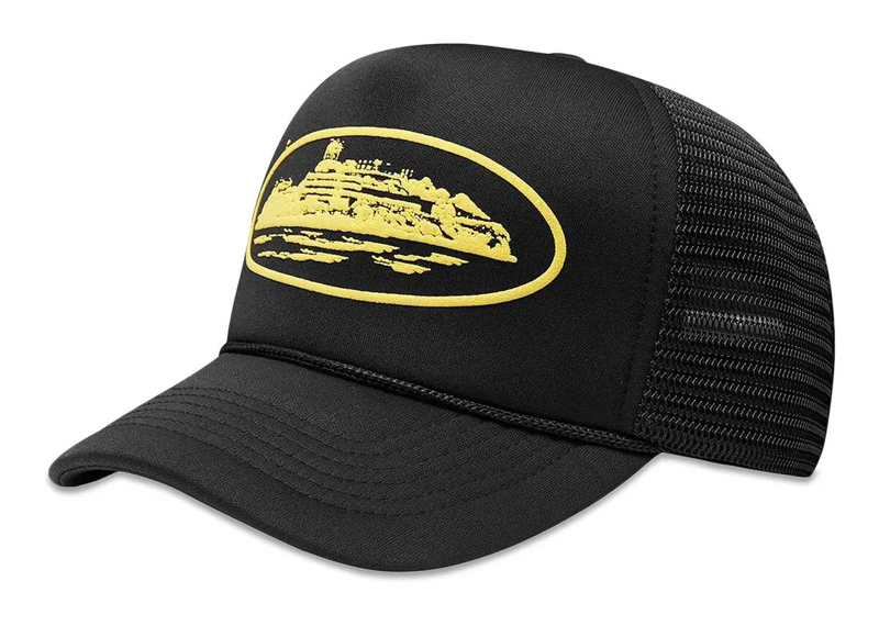 Corteiz Alcatraz Trucker Hat Black/Yellow-Corteiz-pikastore.cz
