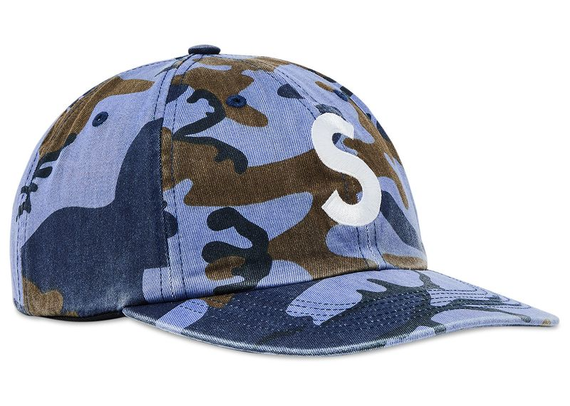 Supreme Pigment Coated S Logo 6-Panel Blue Camo-Supreme-pikastore.cz
