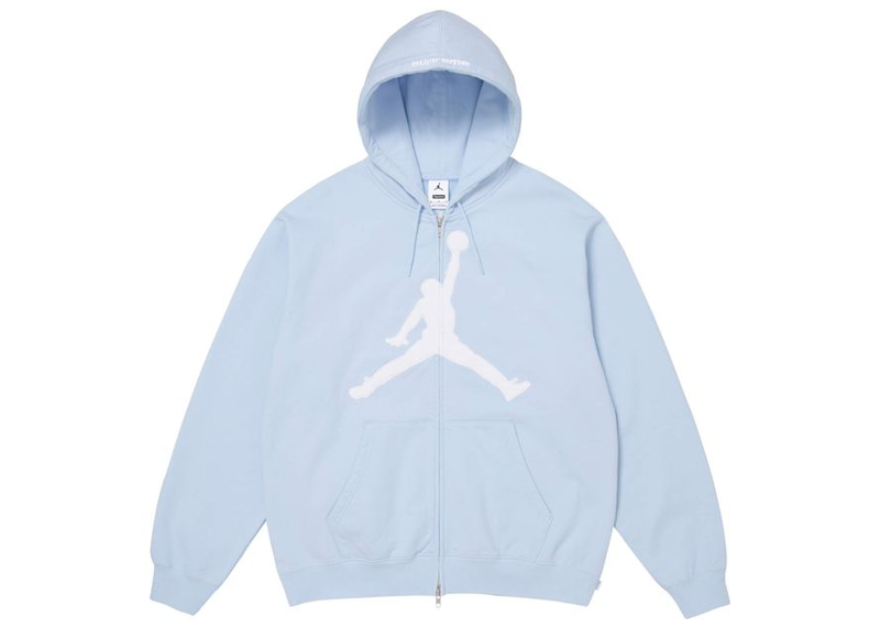 Supreme x Jordan Zip Up Hooded Sweatshirt Light Blue