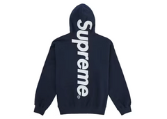 Supreme Satin Applique Hooded Sweatshirt (SS26) Washed Navy