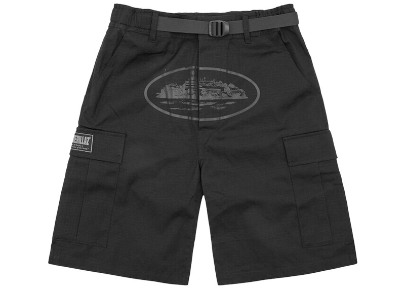 Corteiz Alcatraz Cargo Shorts Triple Black-Corteiz-pikastore.cz