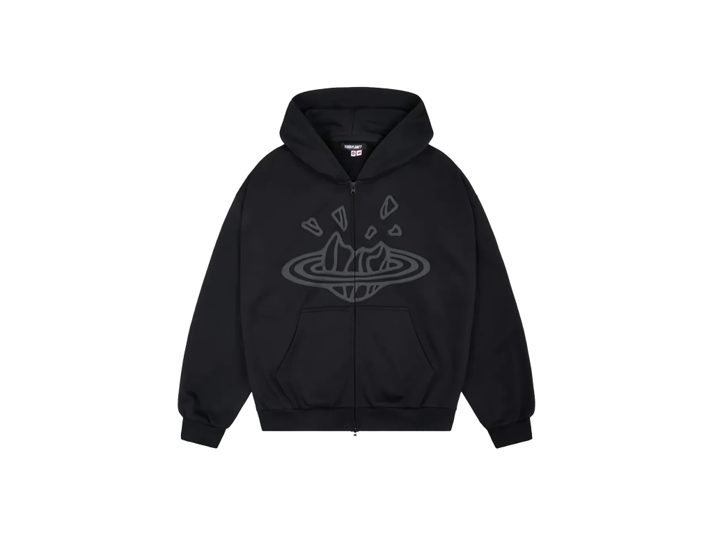 Broken Planet Zip Up Hoodie Midnight Black