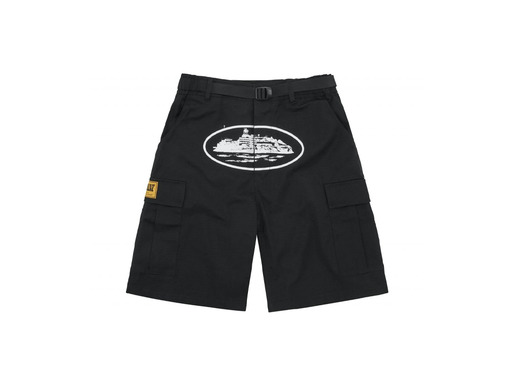 Corteiz Alcatraz Cargo Shorts Black-Corteiz-pikastore.cz