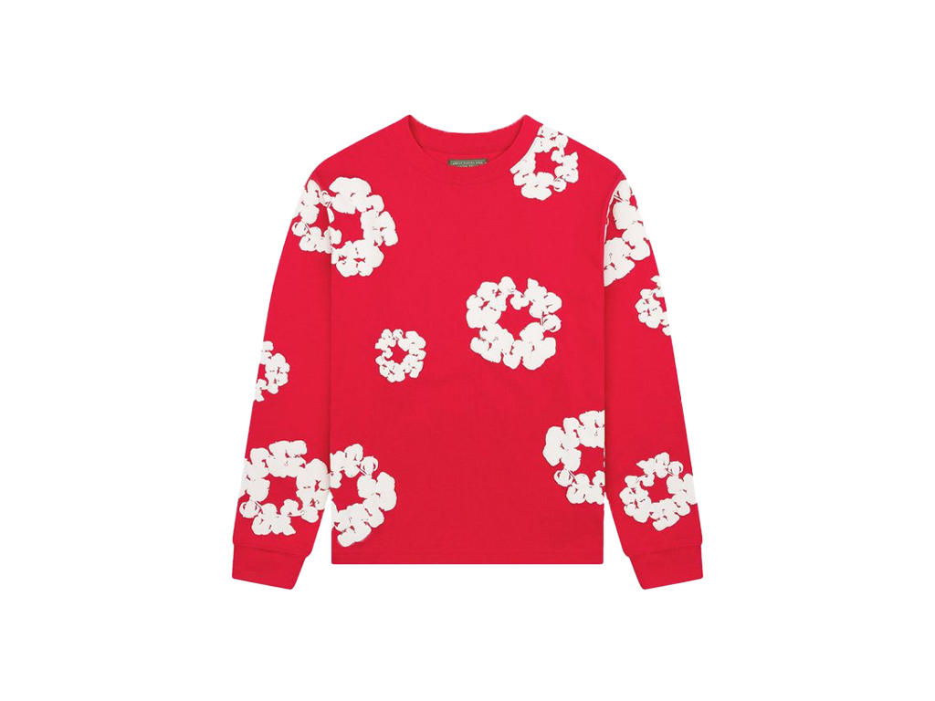 Denim Tears Long-Sleeve Wreath Tee Red-Denim Tears-pikastore.cz