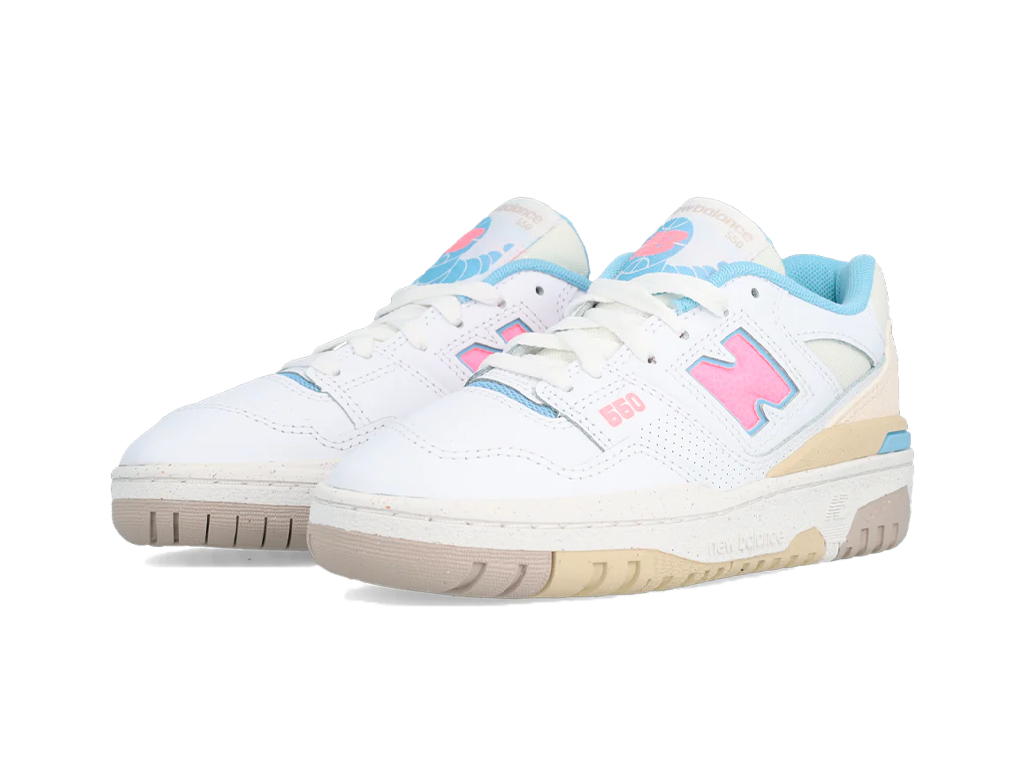 New Balance 550 Big Kid White Ultra Pink Blue
