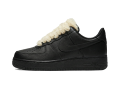 Nike Air Force 1 Black Low 07 Fluffy Laces Cream