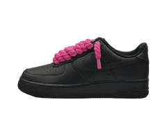 Nike Air Force 1 Black Low 07 Rope Laces Bright Pink