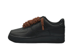 Nike Air Force 1 Black Low 07 Rope Laces Brown