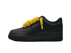 Nike Air Force 1 Black Low 07 Rope Laces Yellow