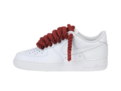 Nike Air Force 1 White Low 07 Rope Laces Burgundy Red