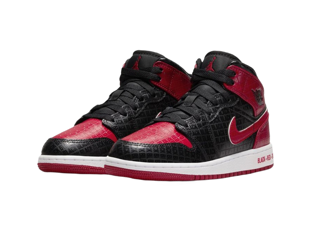 Nike Air Jordan 1 Mid SS GS Black + Red = Bred-Air Jordan-pikastore.cz
