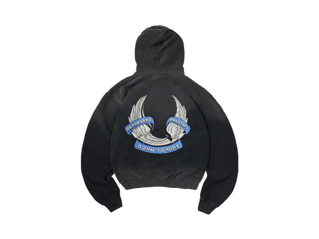 Represent X Belstaff Born To Bike Hoodie Aged Black-Represent-pikastore.cz