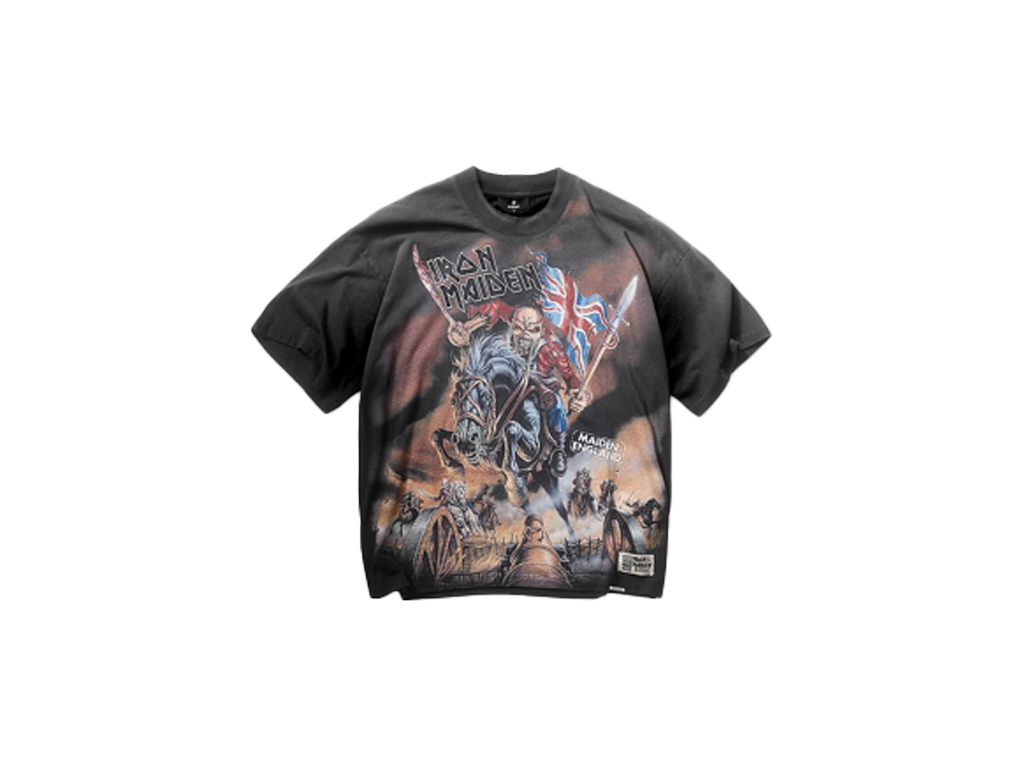 Represent X Iron Maiden Steed T-Shirt Stained Black-Represent-pikastore.cz