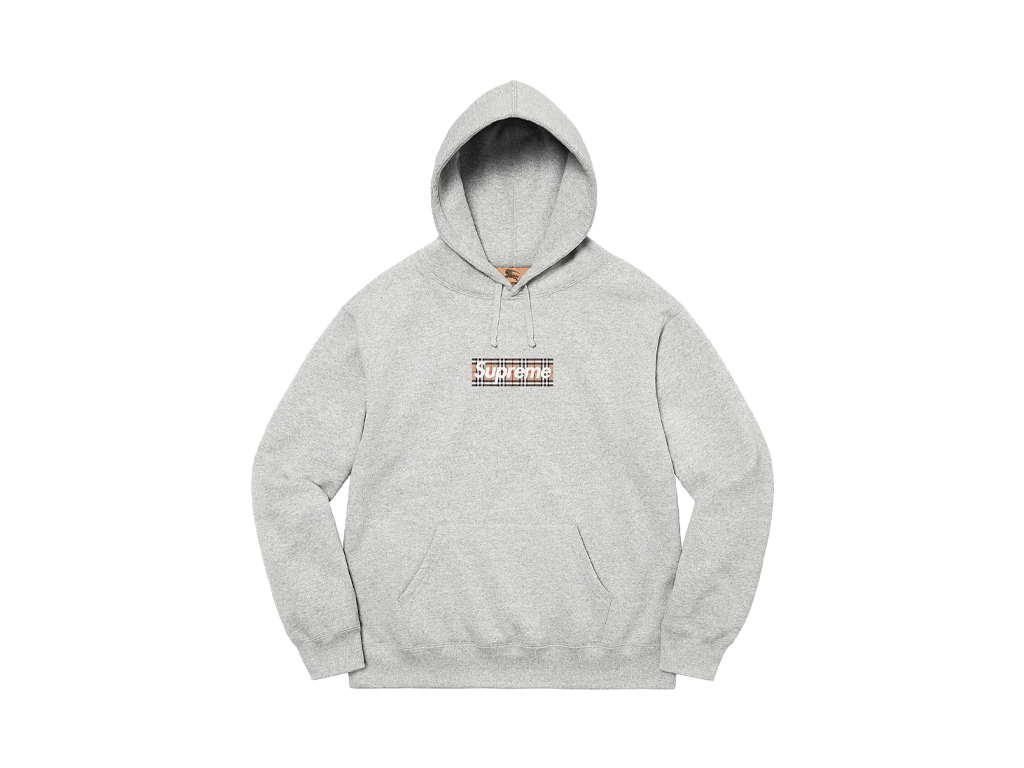 Supreme Burberry Box Logo Hooded Sweatshirt Heather Grey-Supreme-pikastore.cz