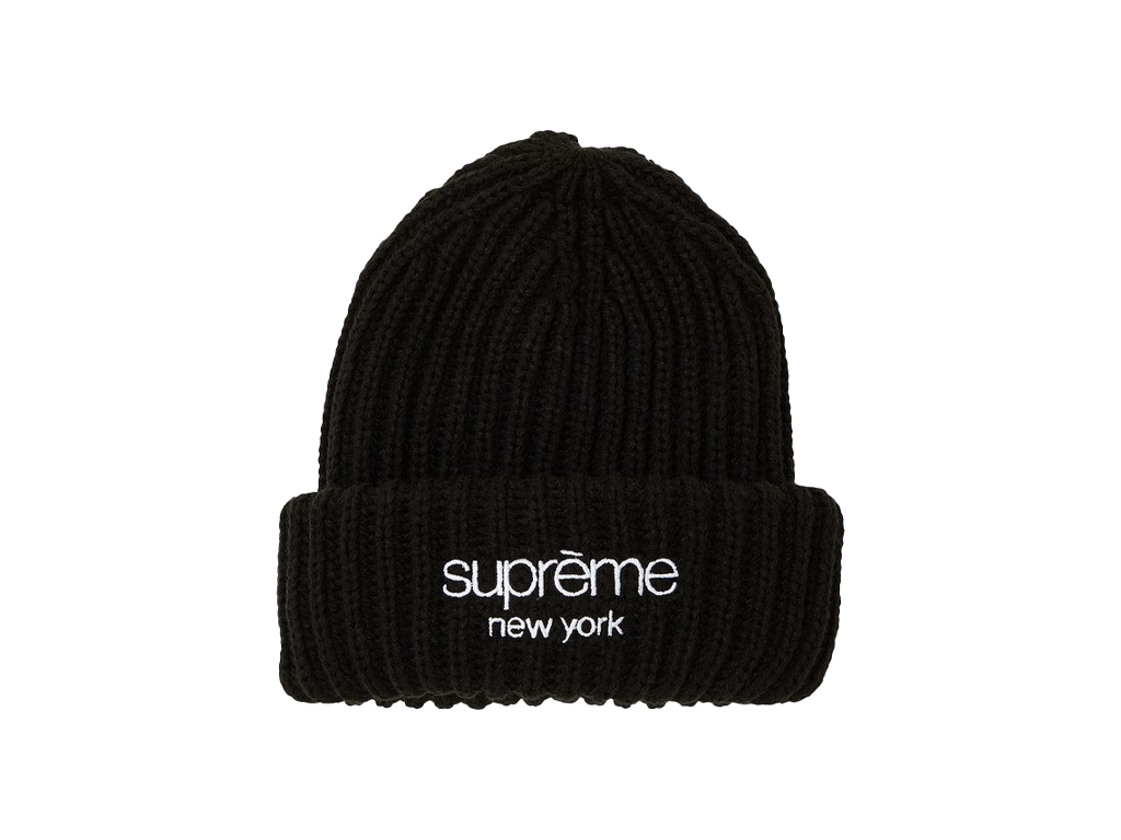 Supreme Classic Logo Chunky Ribbed Beanie 'Black'-Supreme-pikastore.cz