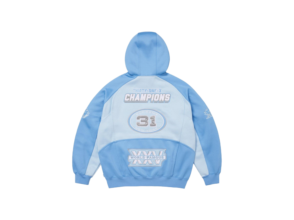 Supreme Football Zip Up Hooded Sweatshirt Light Blue