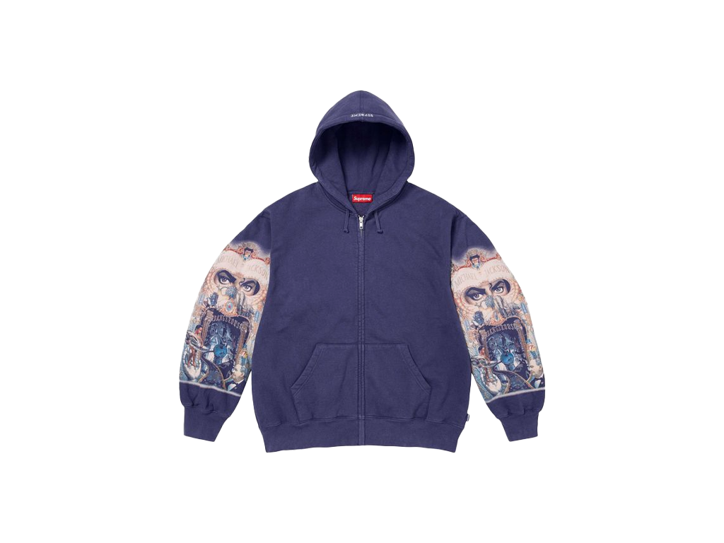 Supreme Michael Jackson Dangerous Zip Up Hooded Sweatshirt Washed Navy-Supreme-pikastore.cz